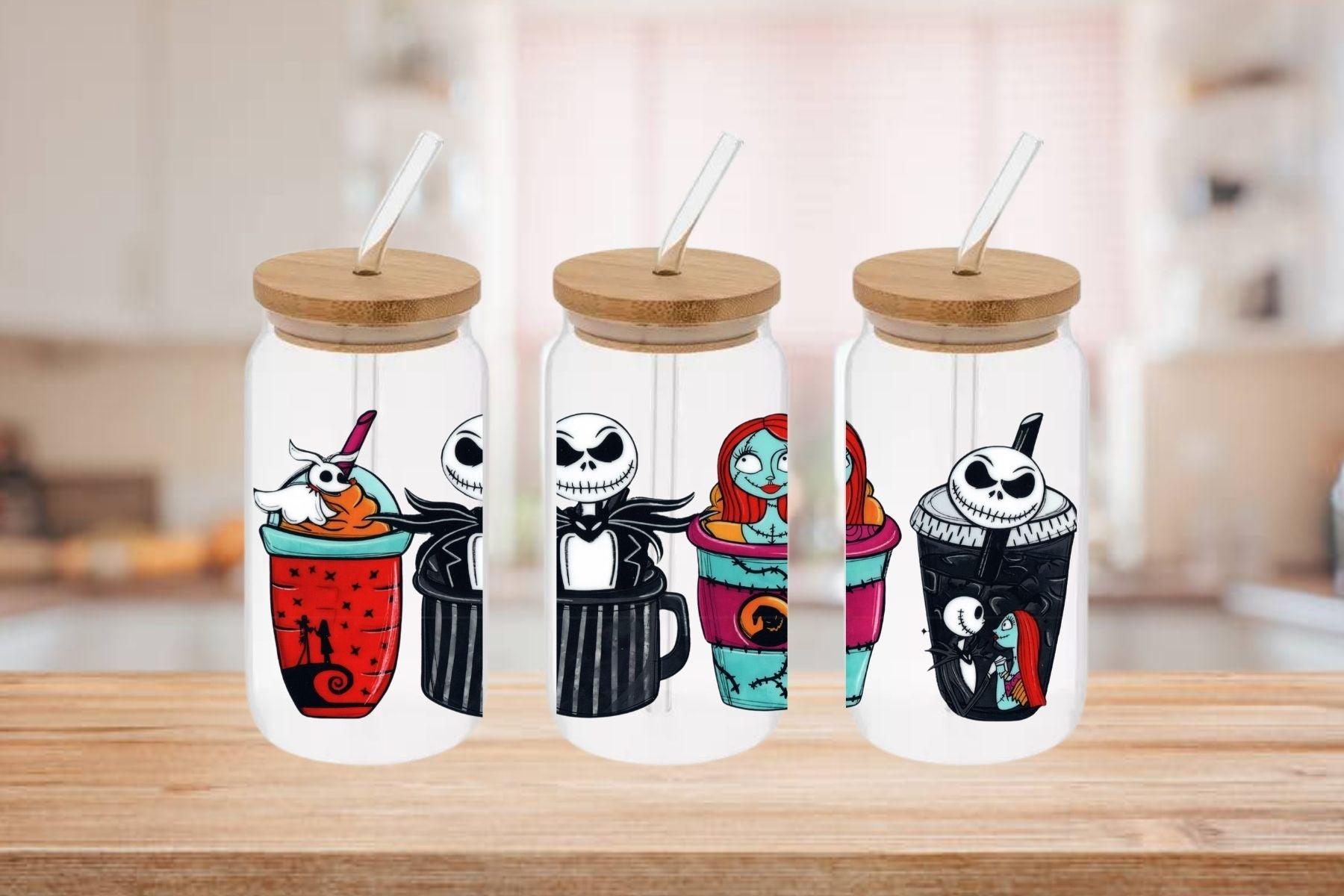 Nightmare Before Christmas 16oz Libby Cup, Nightmare Before Christmas Cup, Nightmare Before Christmas 16oz Libby Cup UV DTF Wrap - Mya and Kenzie co