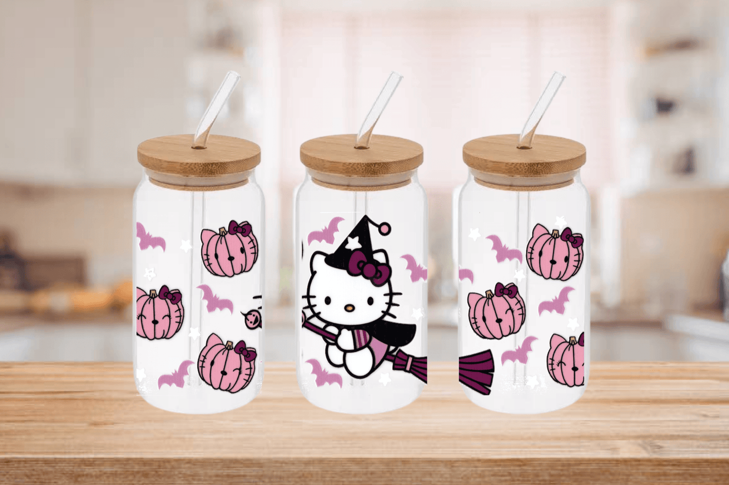 Hello Kitty Witch Cup, Hello Kitty Witch 16oz Libby Cup, Hello Kitty Witch 16oz Libby Cup UV Wrap - Mya and Kenzie co