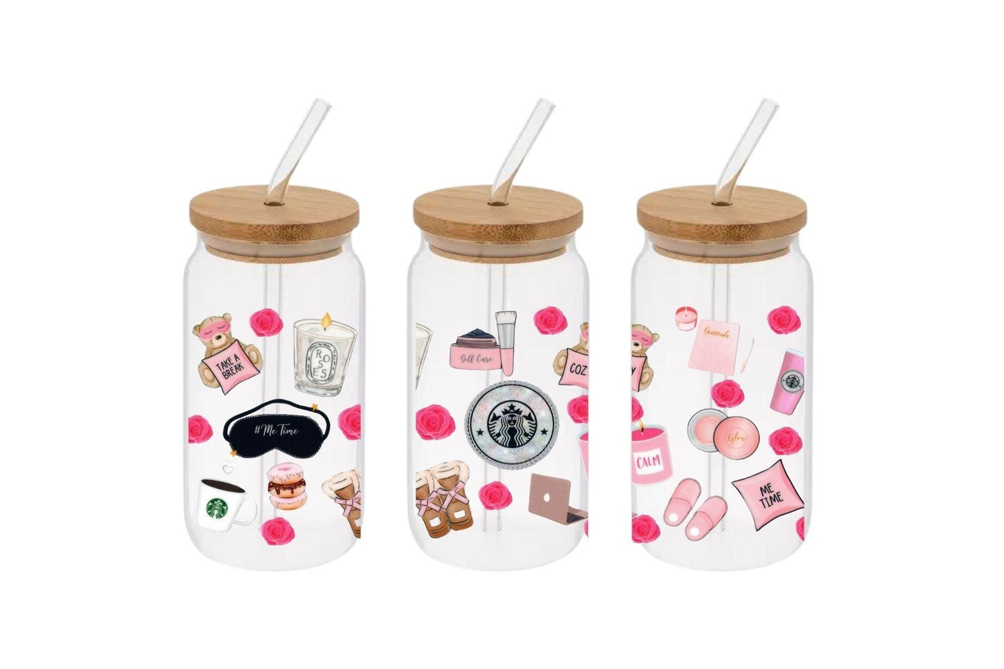 Sleepover Essentials Cup, Starbucks Cup, Sleepover Starbucks 16oz Libby Cup, Sleepover Essentials 16oz Libby Cup UV DTF Wrap - Mya and Kenzie co