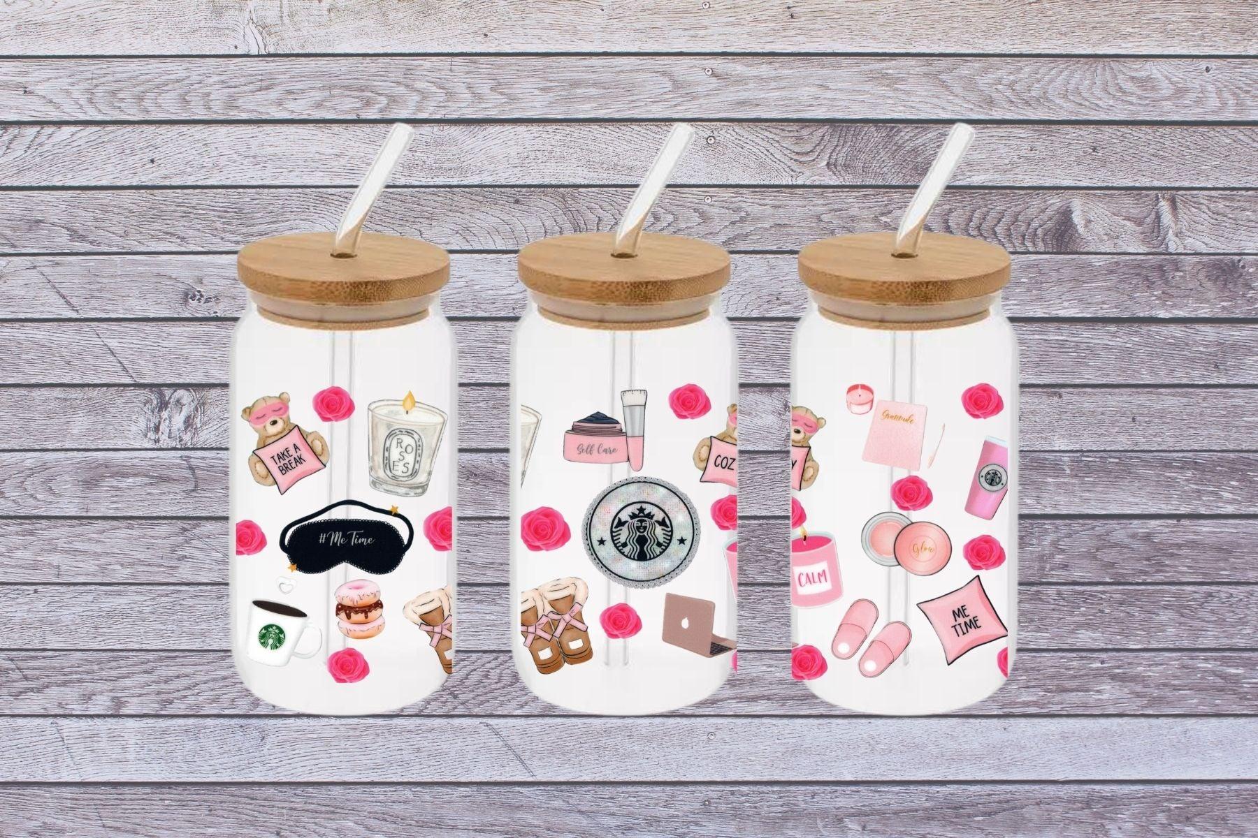 Sleepover Essentials Cup, Starbucks Cup, Sleepover Starbucks 16oz Libby Cup, Sleepover Essentials 16oz Libby Cup UV DTF Wrap - Mya and Kenzie co