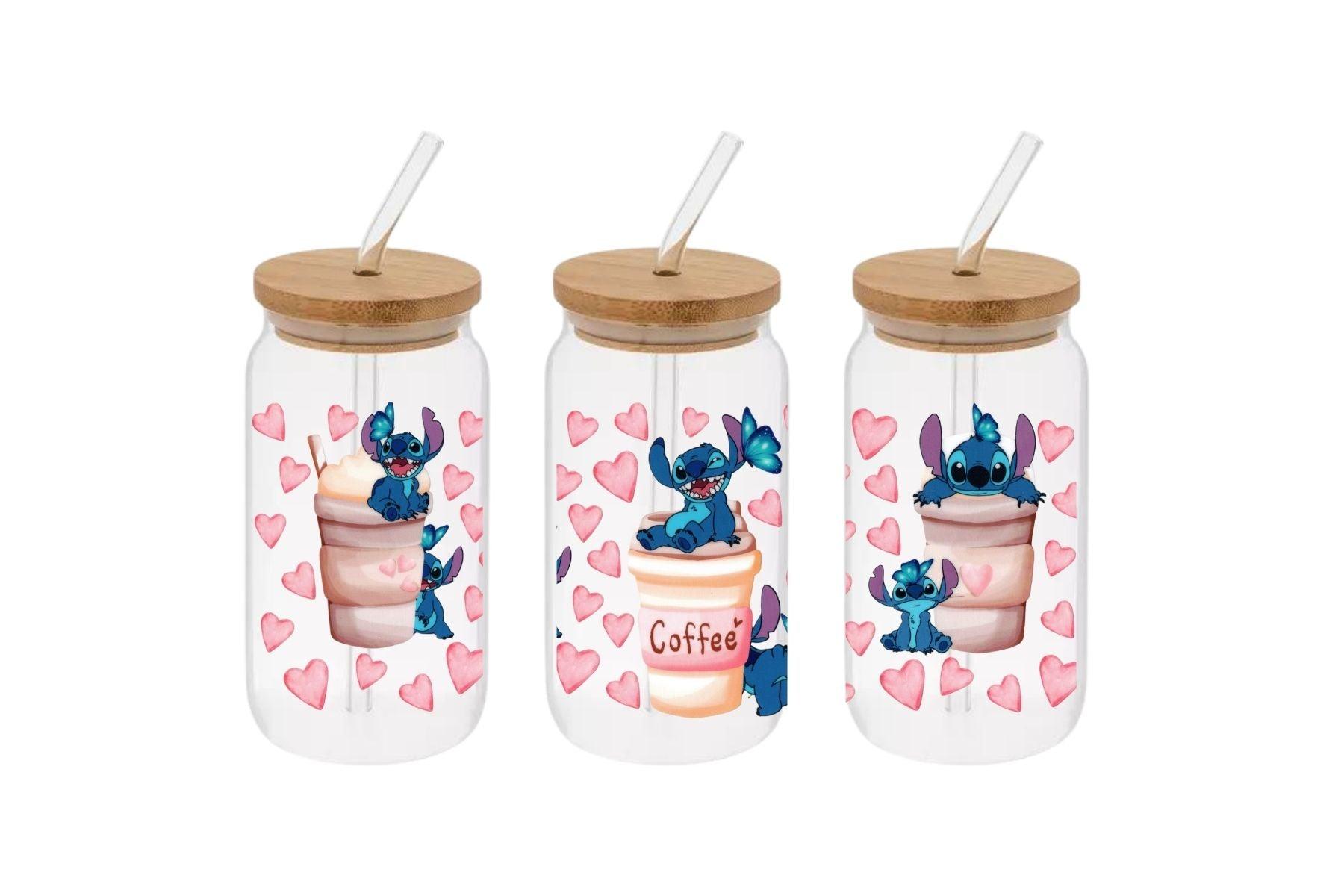 Stitch Coffee Cup, Stitch Coffee Cup, Stitch Coffee 16oz Libby Cup, Stitch Coffee 16oz Libby Cup UV DTF Wrap - Mya and Kenzie co