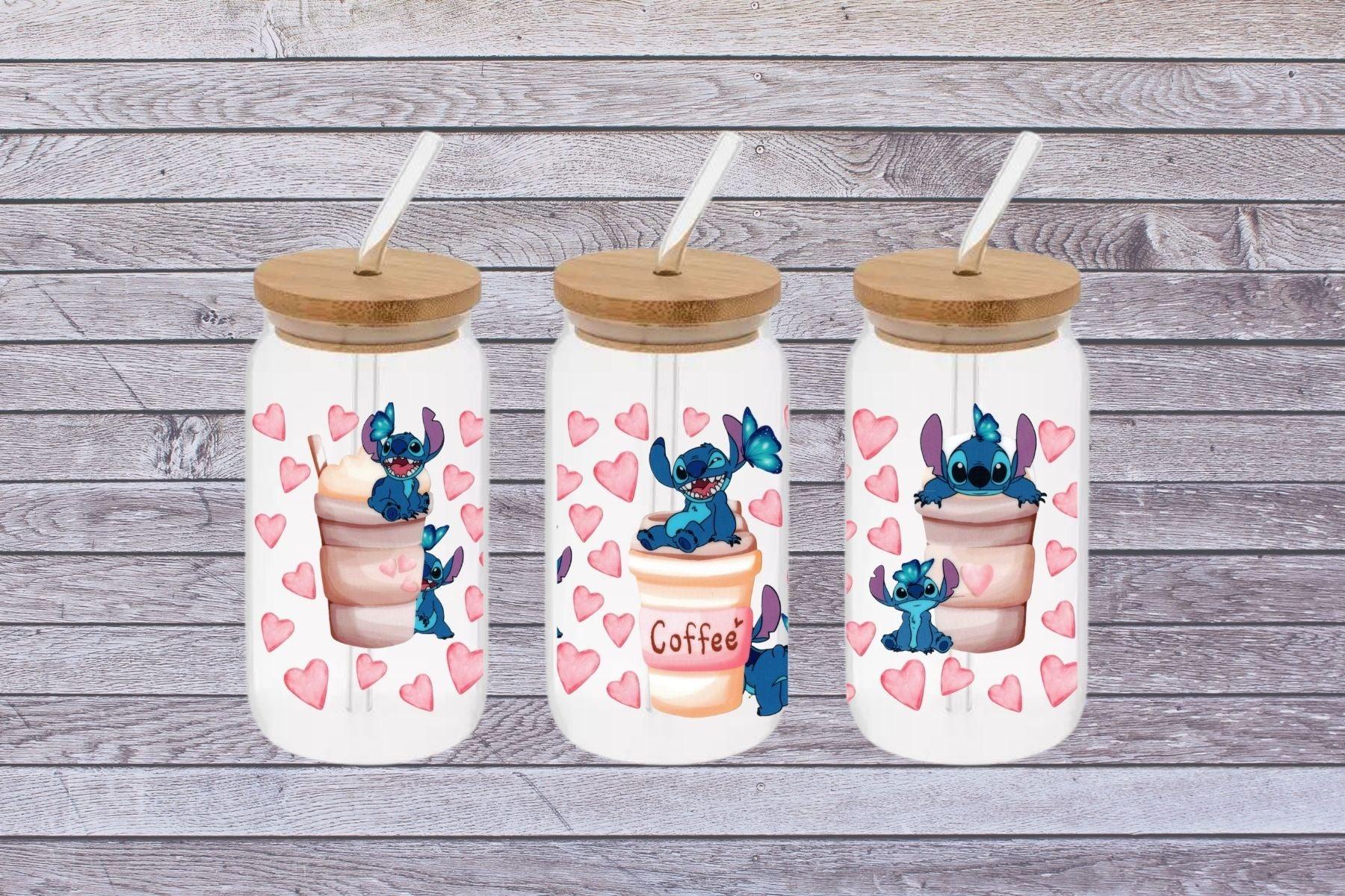 Stitch Coffee Cup, Stitch Coffee Cup, Stitch Coffee 16oz Libby Cup, Stitch Coffee 16oz Libby Cup UV DTF Wrap - Mya and Kenzie co