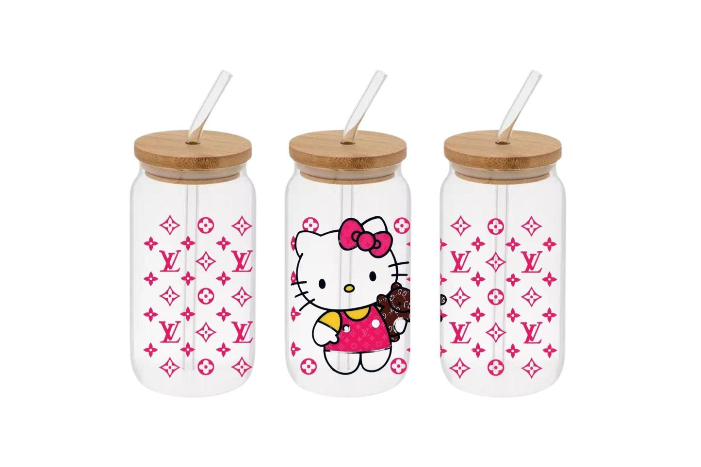 Hello Kitty Luxury Tumbler, Hello Kitty Luxury 16oz Libby Cup, Hello Kitty Luxury 16oz Libby Cup UV DTF Wrap - Mya and Kenzie co