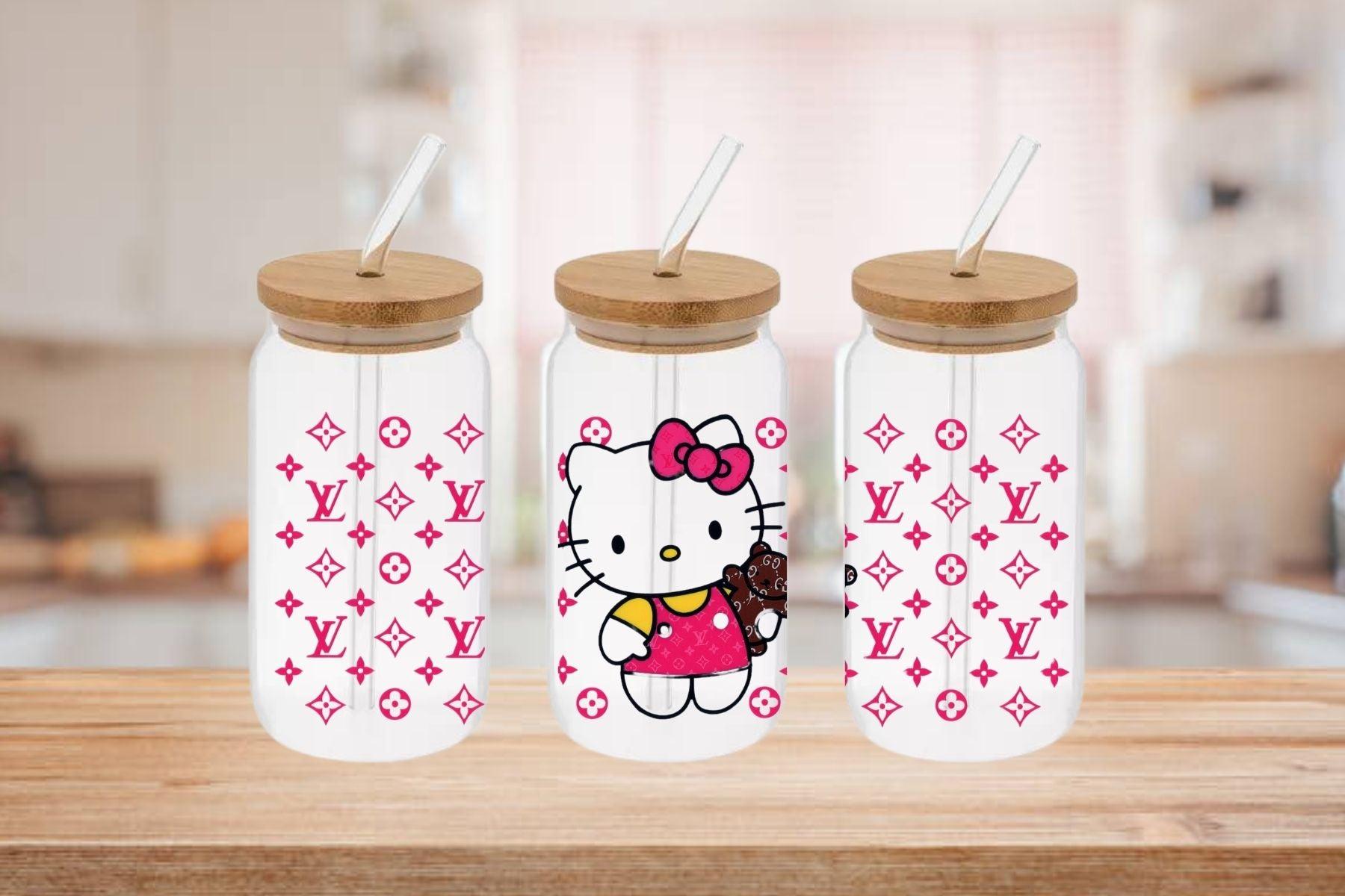 Hello Kitty Luxury Tumbler, Hello Kitty Luxury 16oz Libby Cup, Hello Kitty Luxury 16oz Libby Cup UV DTF Wrap - Mya and Kenzie co