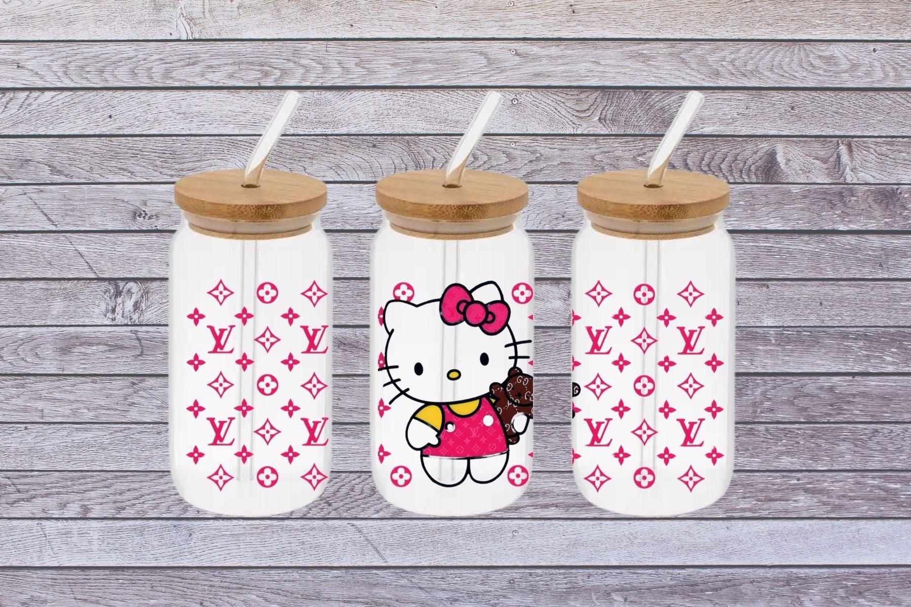 Hello Kitty Luxury Tumbler, Hello Kitty Luxury 16oz Libby Cup, Hello Kitty Luxury 16oz Libby Cup UV DTF Wrap - Mya and Kenzie co