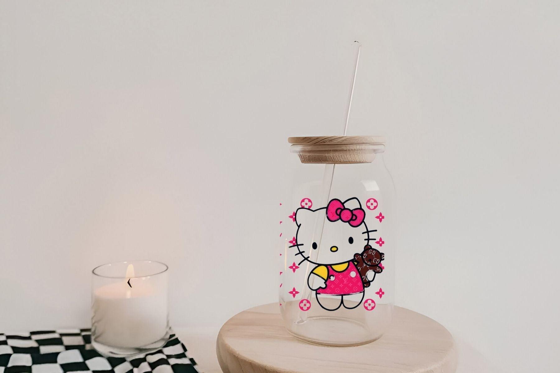 Hello Kitty Luxury Tumbler, Hello Kitty Luxury 16oz Libby Cup, Hello Kitty Luxury 16oz Libby Cup UV DTF Wrap - Mya and Kenzie co