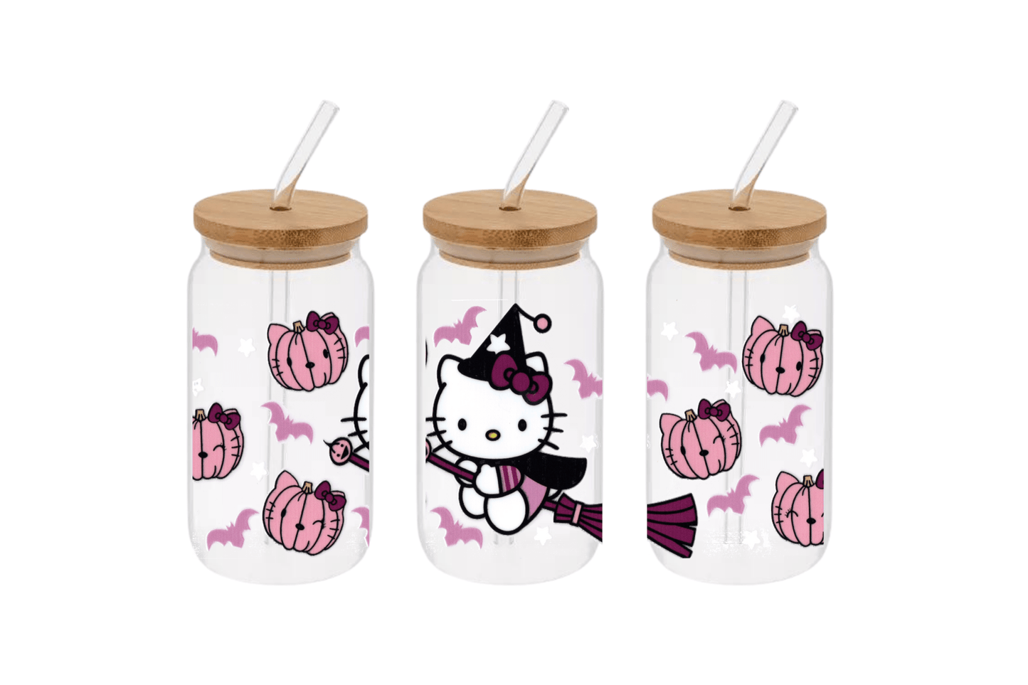 Hello Kitty Witch Cup, Hello Kitty Witch 16oz Libby Cup, Hello Kitty Witch 16oz Libby Cup UV Wrap - Mya and Kenzie co