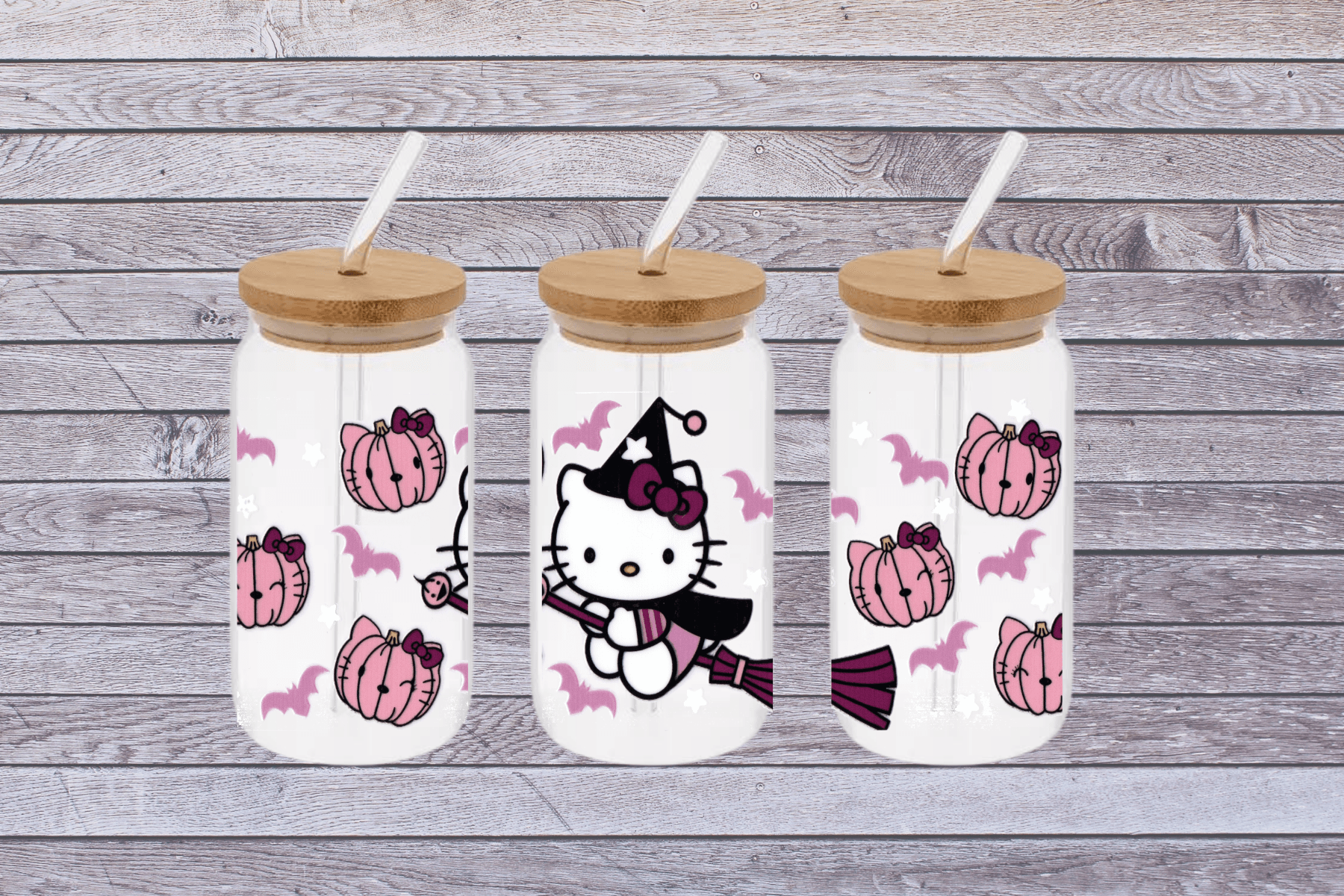 Hello Kitty Witch Cup, Hello Kitty Witch 16oz Libby Cup, Hello Kitty Witch 16oz Libby Cup UV Wrap - Mya and Kenzie co