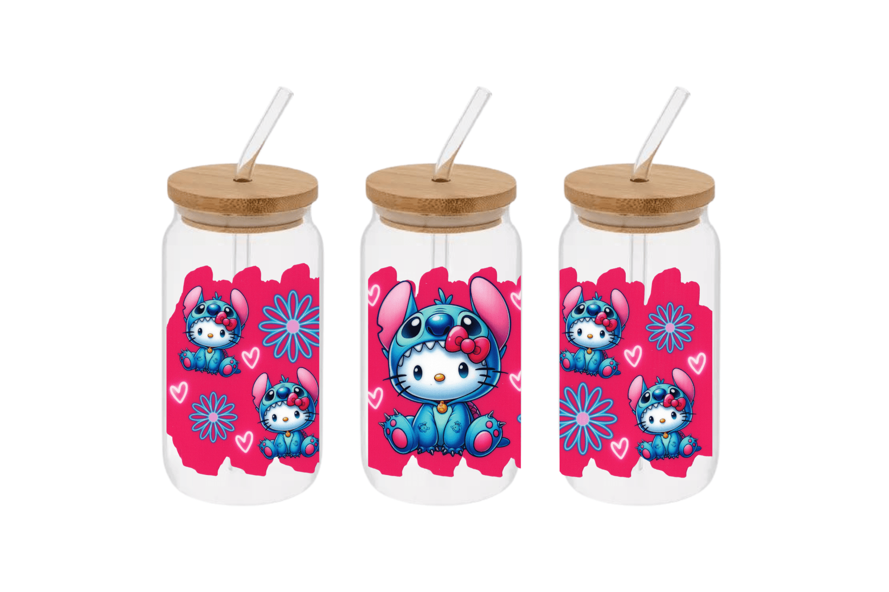 Hello Kitty Stitch Cup, Hello Kitty Stitch 16oz Libby Cup, Hello Kitty Stitch 16oz Libby Cup UV Wrap - Mya and Kenzie co