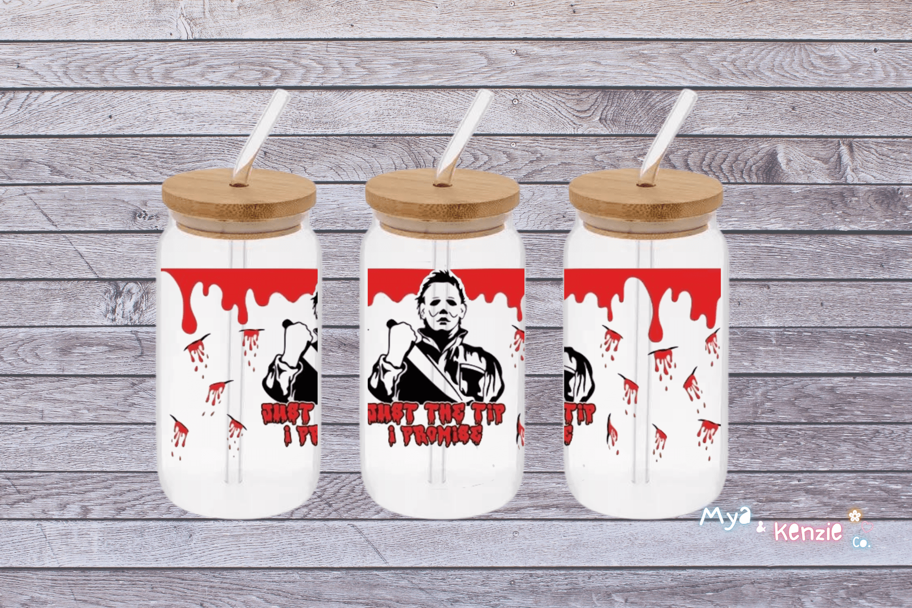 Michael Myers Halloween Cup, Micheal Myers Horror Cup, Micheal Myers 16oz Libby Cup, Scream 16oz Libby Cup UV DTF Wrap - Mya and Kenzie co