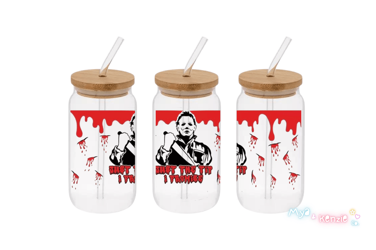 Michael Myers Halloween Cup, Micheal Myers Horror Cup, Micheal Myers 16oz Libby Cup, Scream 16oz Libby Cup UV DTF Wrap - Mya and Kenzie co