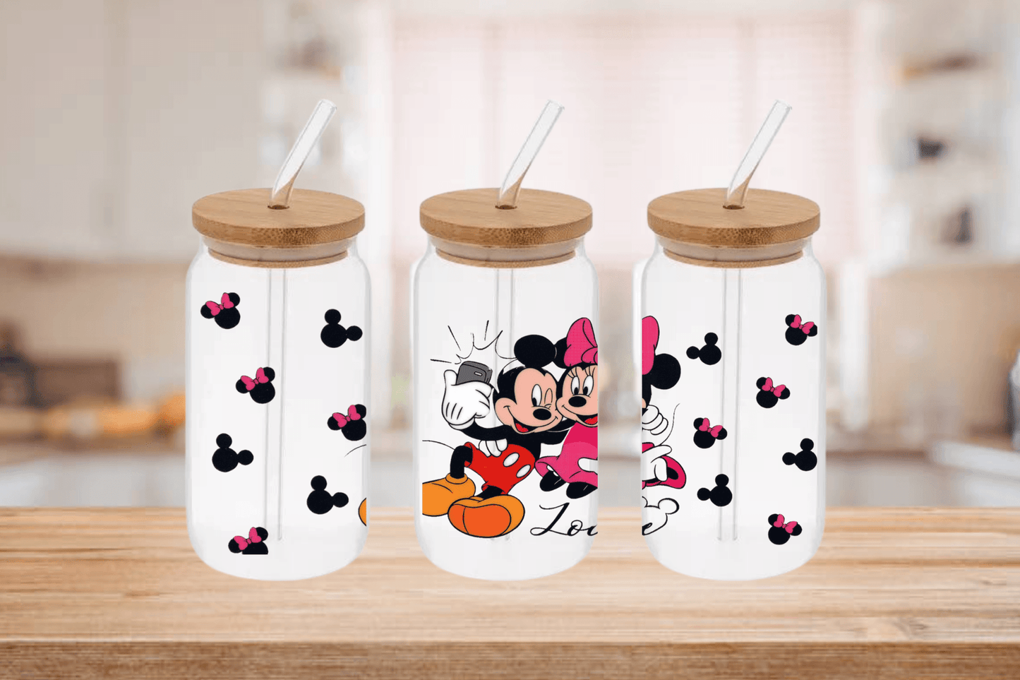 Minnie and Mickey Cup, Minnie and Mickey Cup 16oz Libby Cup, Minnie and Mickey Cup 16oz Libby Cup UV Wrap - Mya and Kenzie co