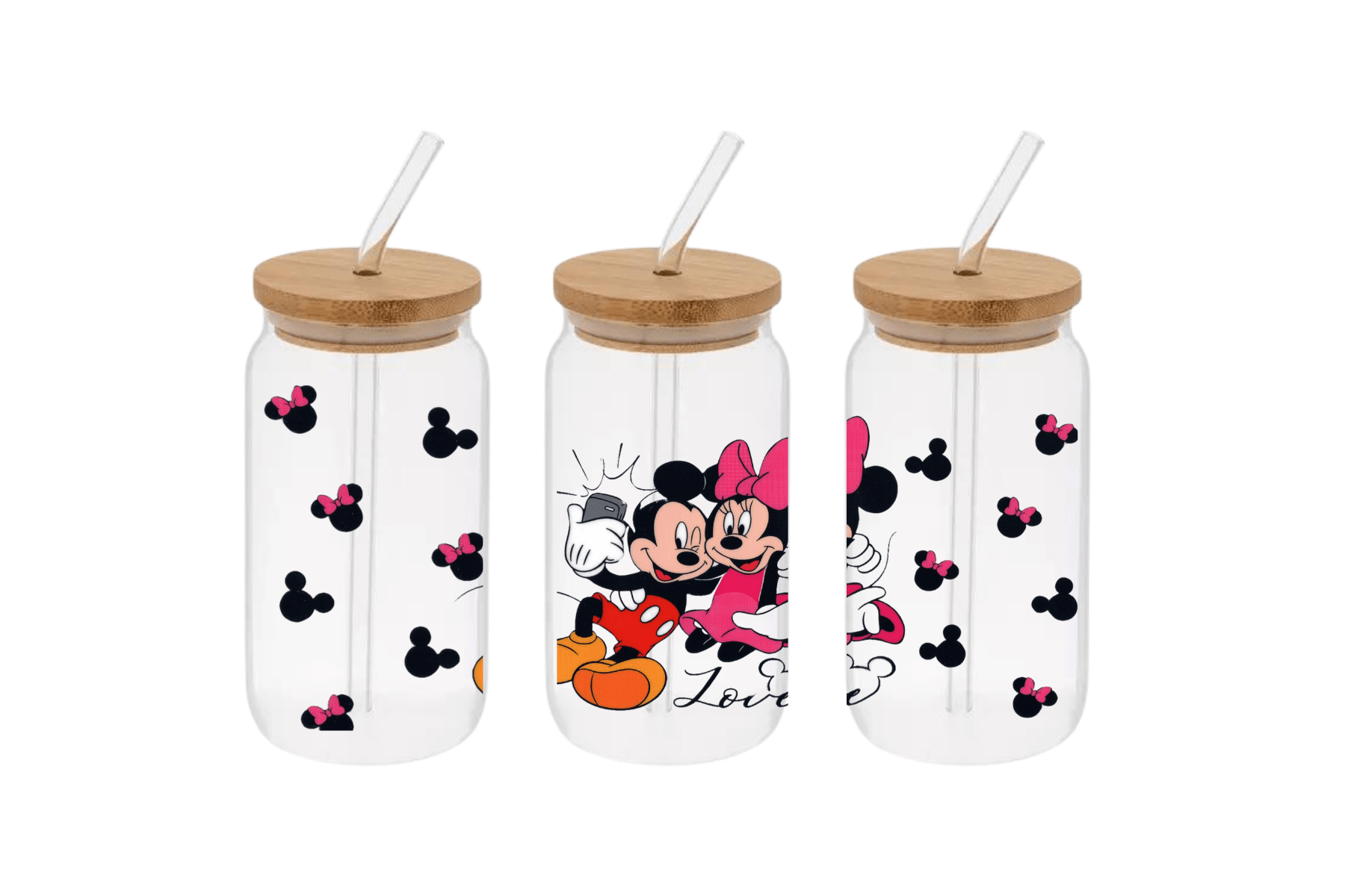 Minnie and Mickey Cup, Minnie and Mickey Cup 16oz Libby Cup, Minnie and Mickey Cup 16oz Libby Cup UV Wrap - Mya and Kenzie co