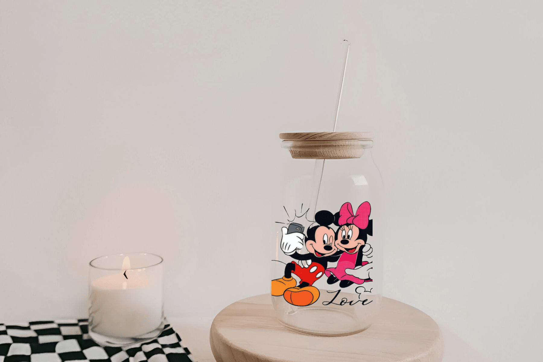 Minnie and Mickey Cup, Minnie and Mickey Cup 16oz Libby Cup, Minnie and Mickey Cup 16oz Libby Cup UV Wrap - Mya and Kenzie co