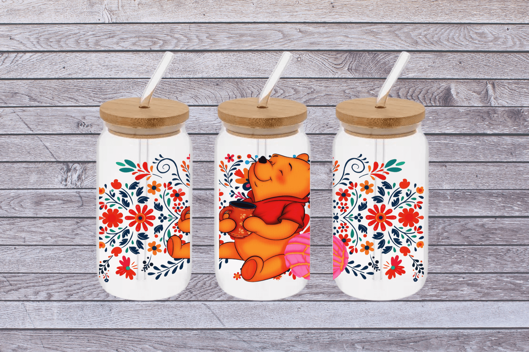 Winnie The Pooh Cup, Winnie The Pooh 16oz Libby Cup, Winnie The Pooh 16oz Libby Cup UV Wrap - Mya and Kenzie co