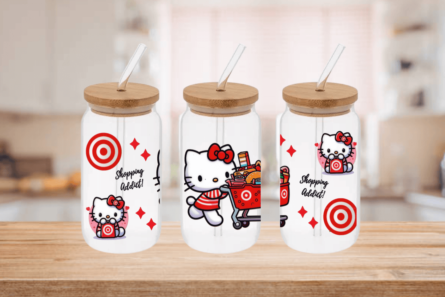 Hello Kitty Target Cup, Hello Kitty Target 16oz Libby Cup, Hello Kitty Target 16oz Libby Cup UV Wrap - Mya and Kenzie co