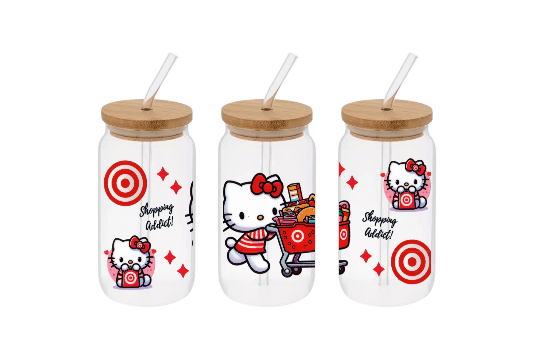 Hello Kitty Target Cup, Hello Kitty Target 16oz Libby Cup, Hello Kitty Target 16oz Libby Cup UV Wrap - Mya and Kenzie co