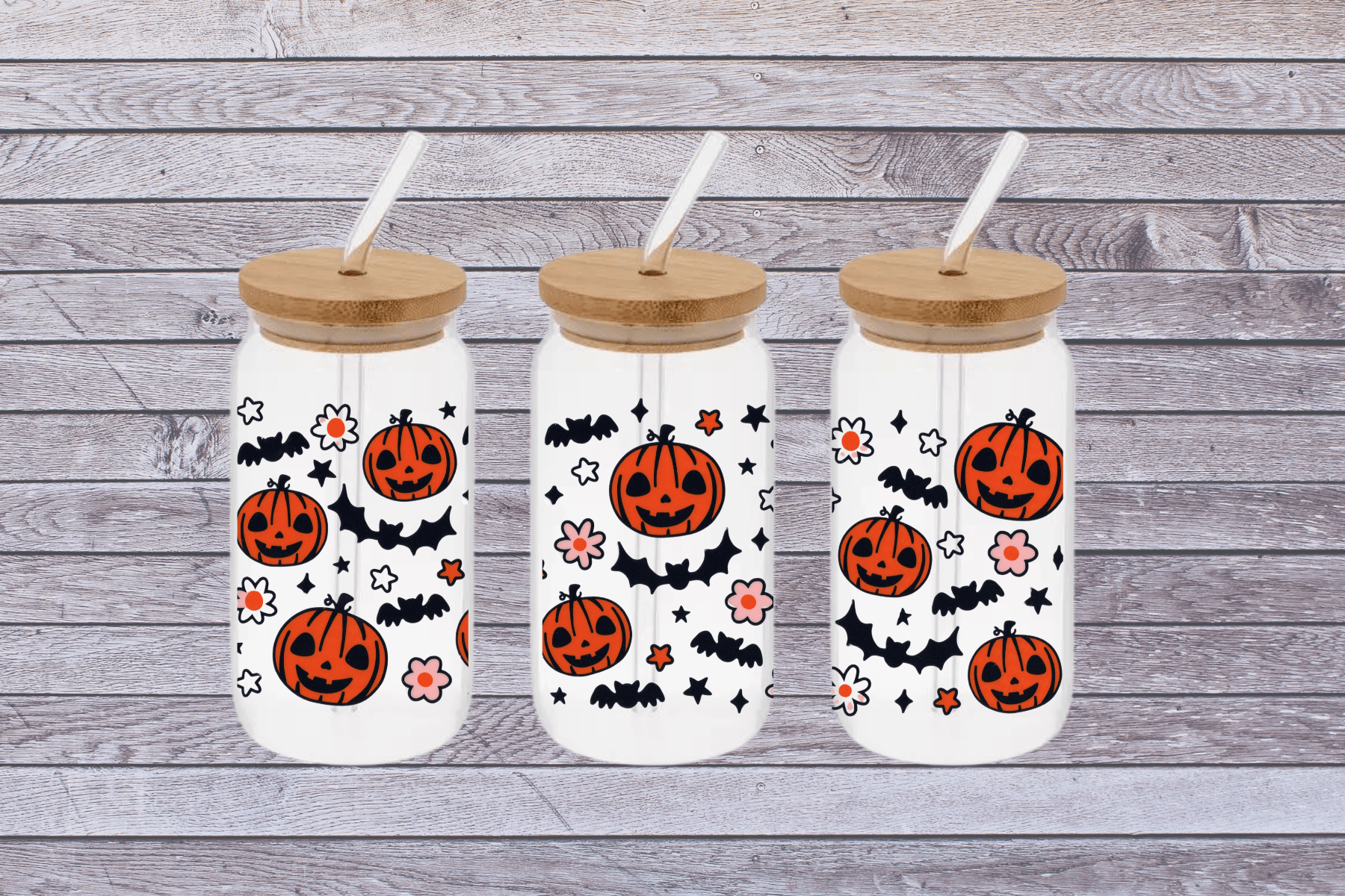 Pumpkins and Bats Cup, Pumpkins and Bats 16oz Libby Cup, Pumpkins and Bats 16oz Libby Cup UV Wrap - Mya and Kenzie co