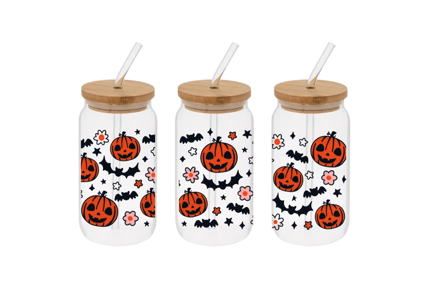 Pumpkins and Bats Cup, Pumpkins and Bats 16oz Libby Cup, Pumpkins and Bats 16oz Libby Cup UV Wrap - Mya and Kenzie co